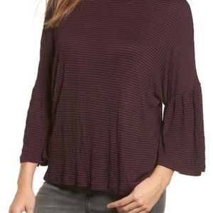 Caslon Striped Bell Sleeve Top Sz Medium NWT